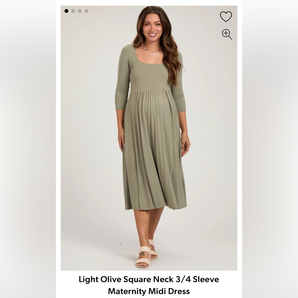 Pinkblush website maternity dress. MIDI length, size small, olive green.
